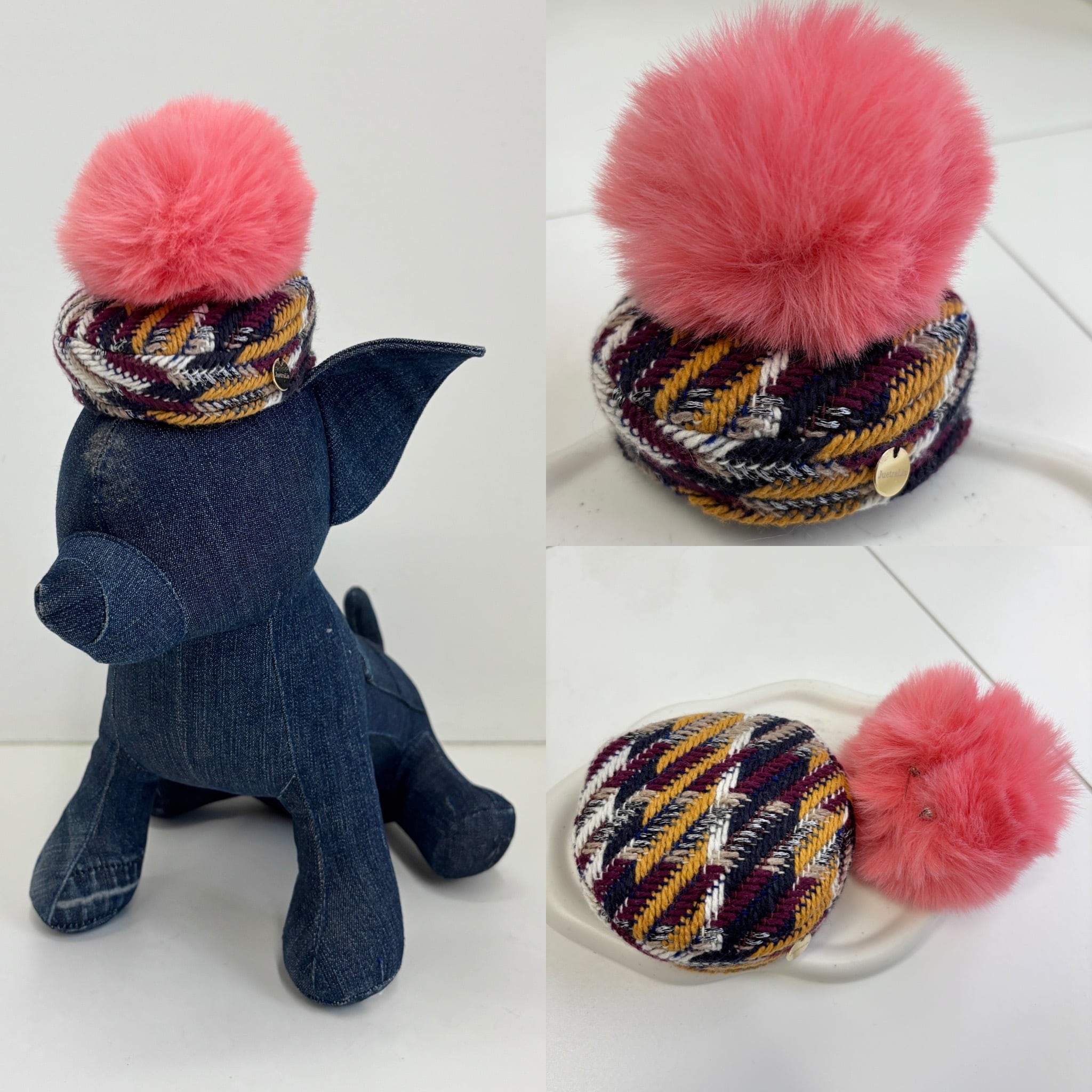 Bigファー付きジャガードベレー帽 | JuetraLis