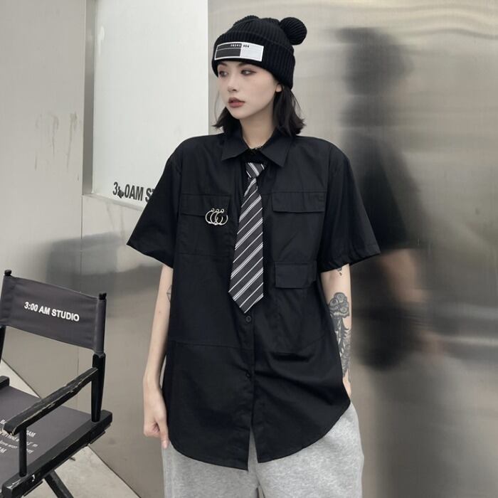 サマーシャツ ダークルーズカジュアルTシャツ レディース 夏物 ケッペル50114394913