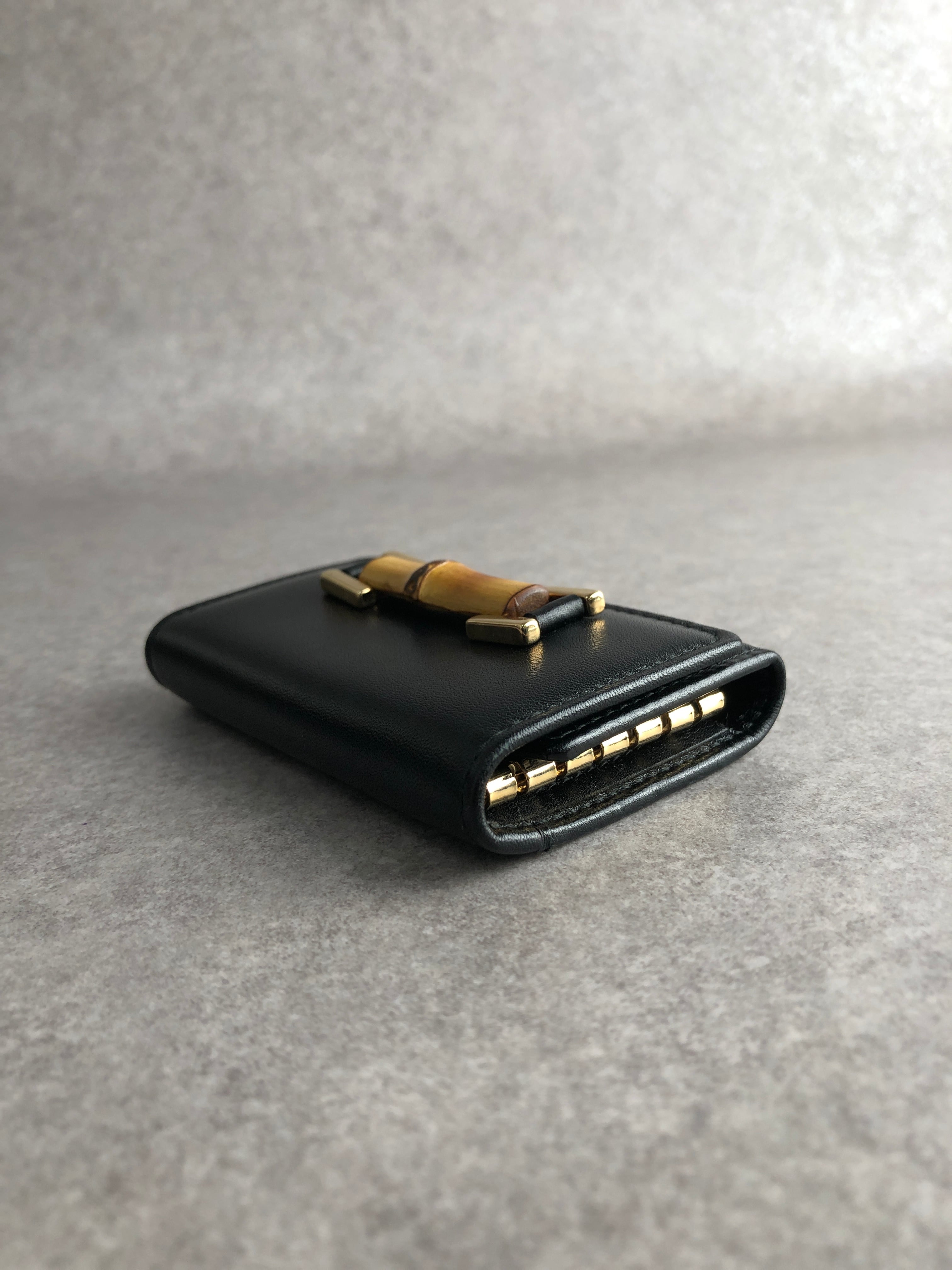 GUCCI バンブー レザーキーケース ブラック GUCCI グッチ キーケース ブラック バンブー レザー 6連 vintage