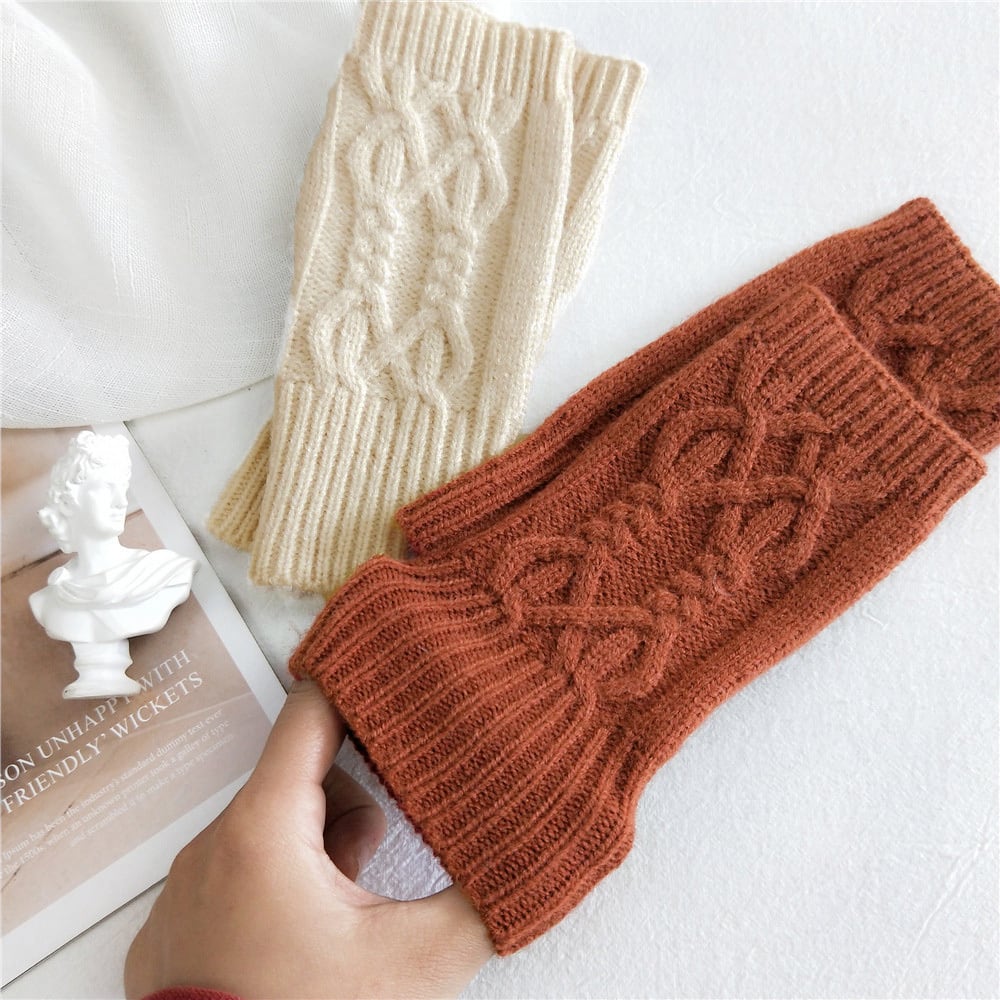 ケーブルニット アームウォーマー レディース メンズ グローブ