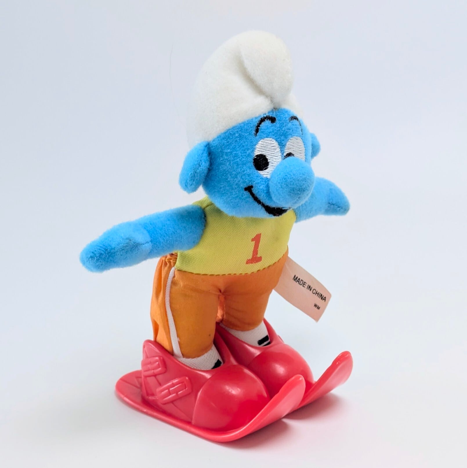 ☆ VINTAGE 2000 ☆【 Smurf ( スマーフ )】2000年マクドナルドミールトイ カレンダーシリーズ『 1月 スキージャンプ / ヘフティスマーフ 』 / McDonald's  マクドナルド ハッピーミール ミニプラッシュ 〚アメリカン雑貨 アメトイ〛