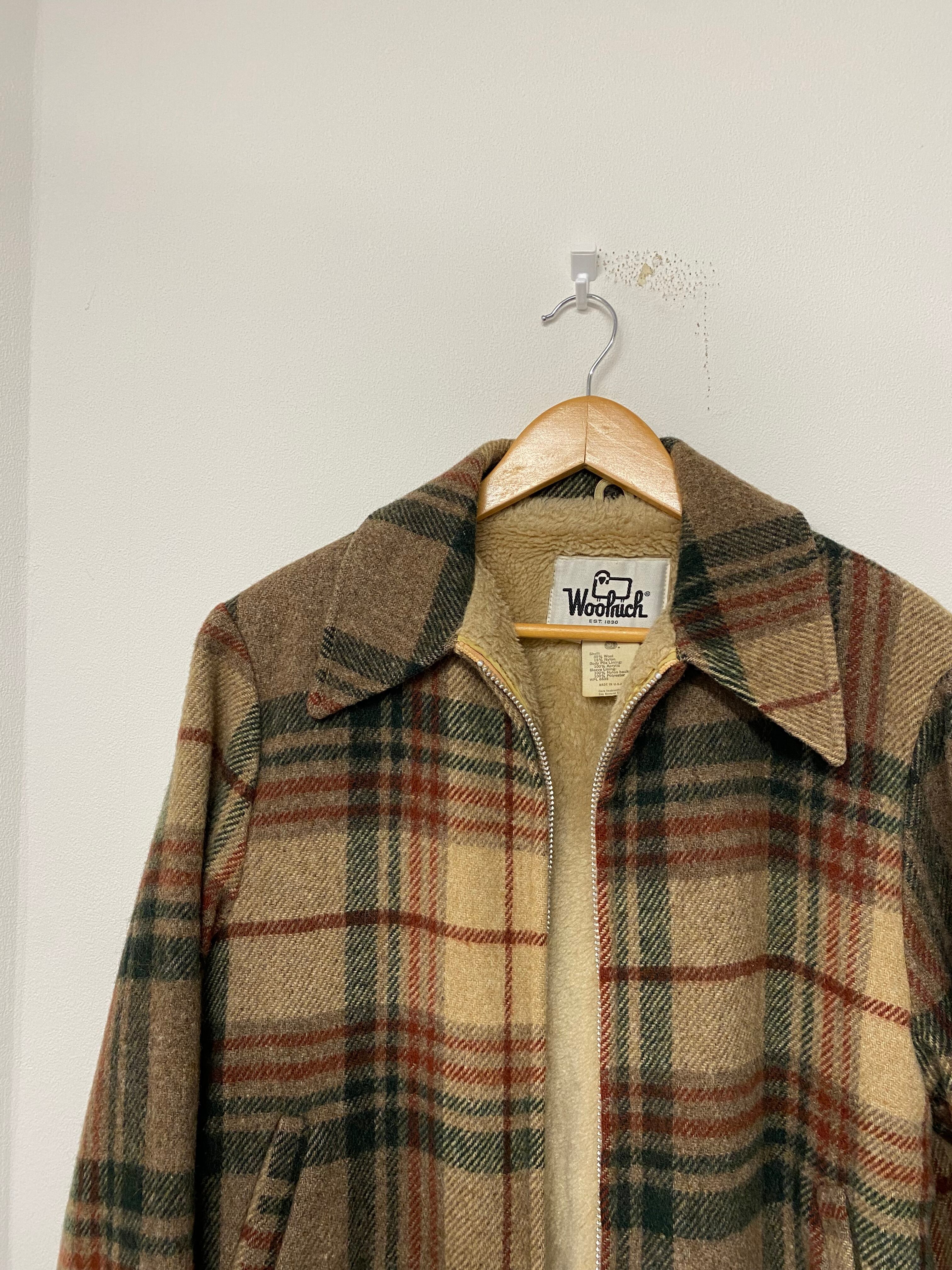 70s USA WoolRich Wool Nylon Boa Check Sports Jacket/L | ACIDHOUSE