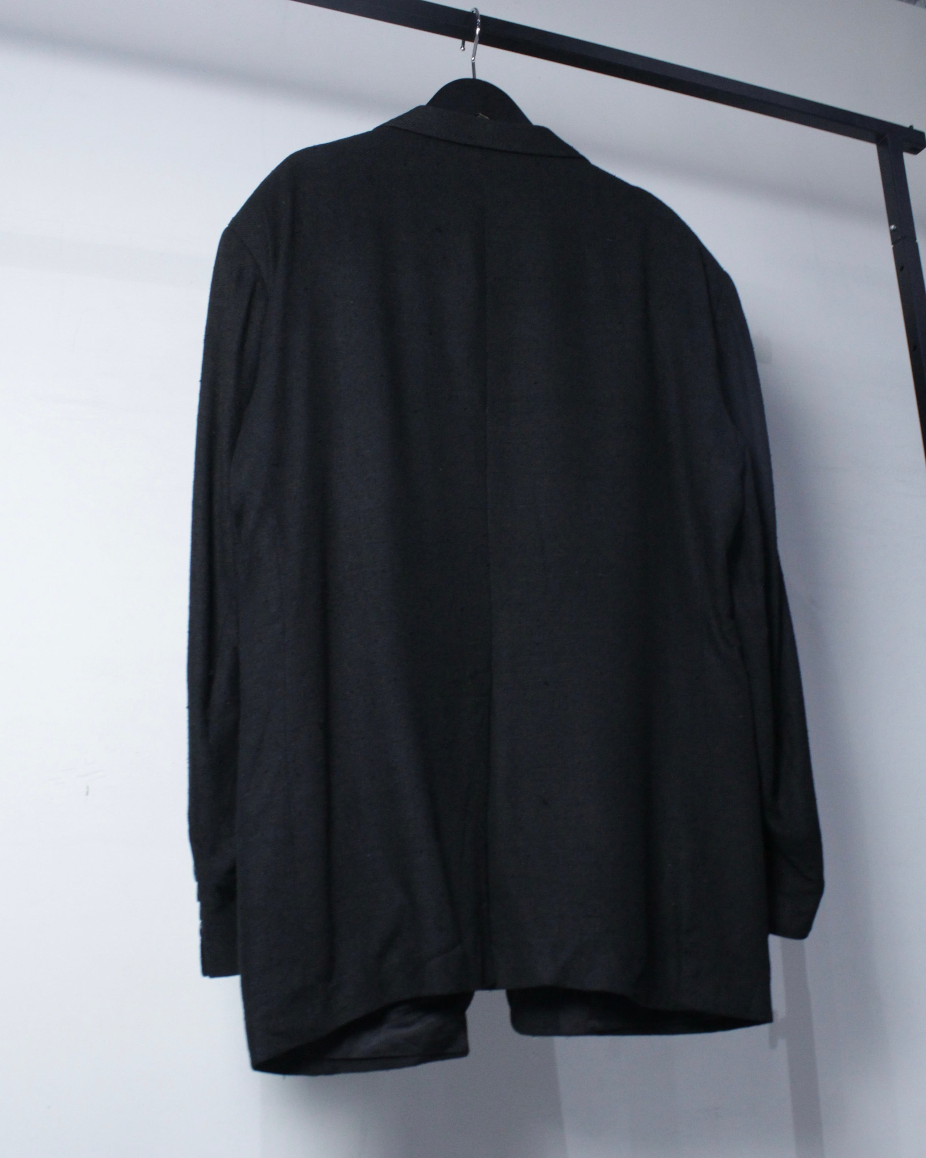 太*き様 スペシャル 50s テーラードジャケット カスリ 黒 ブラック　検　ギ Caka BLACK】Black Color Vintage Raw Silk Tailored Jacket | Caka