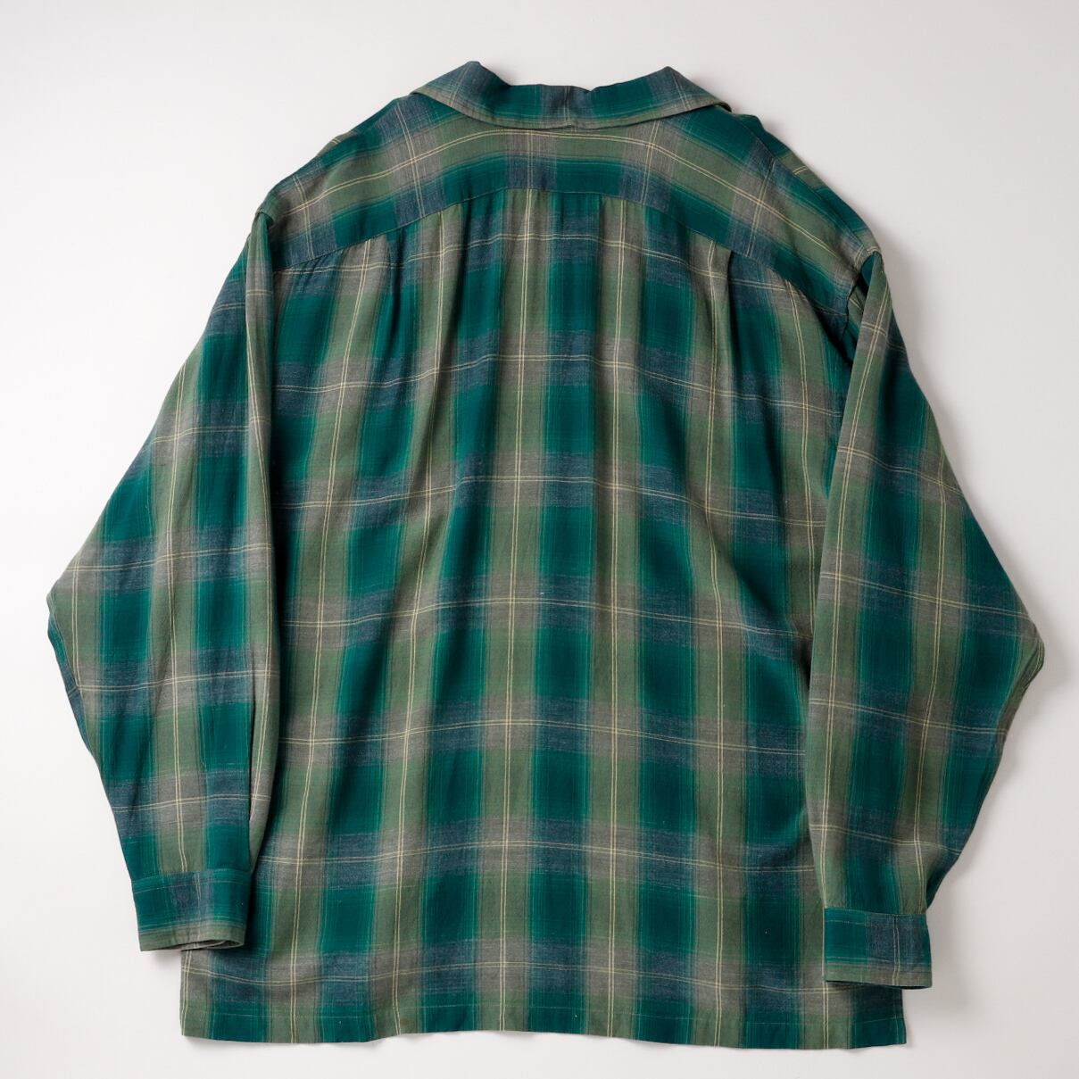 極美品】60s special Vintage rayon ombre check shirt green special