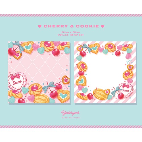 チェリー＆クッキー（ピンク） - メモセット