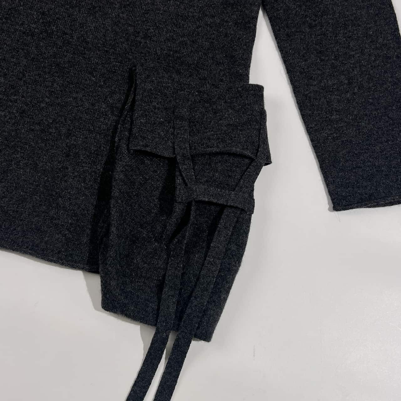 JURGEN LEHL ヨーガンレール ポケット デザイン ウール ニット セーター M/ダークグレー レディース