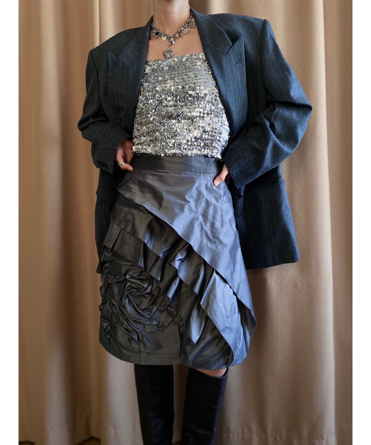 LANVIN COLLECTION rose design skirt-4300-8