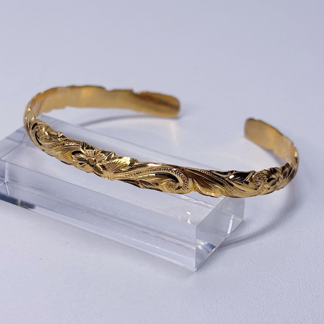スクロールハワイアンバングル(M~L/6mm/Gold)