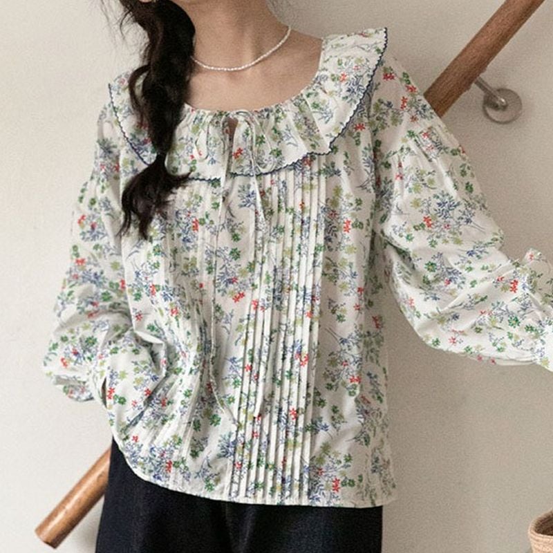 レトロフレンチ花柄ブラウス L1156 | Little fleur リトルフルール