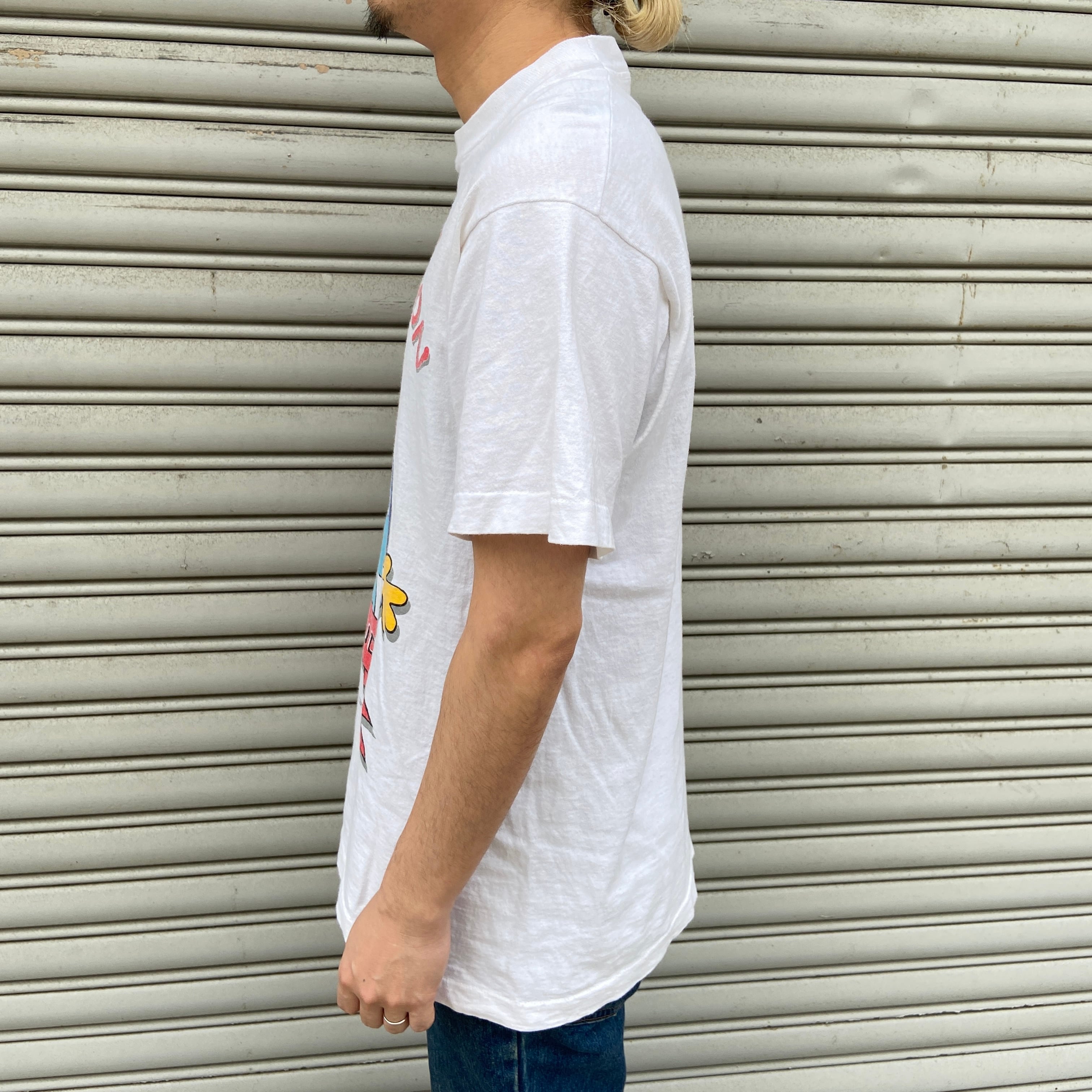 80s USA製 シンプソンズ キャラクターTシャツ キャラT ホワイト L