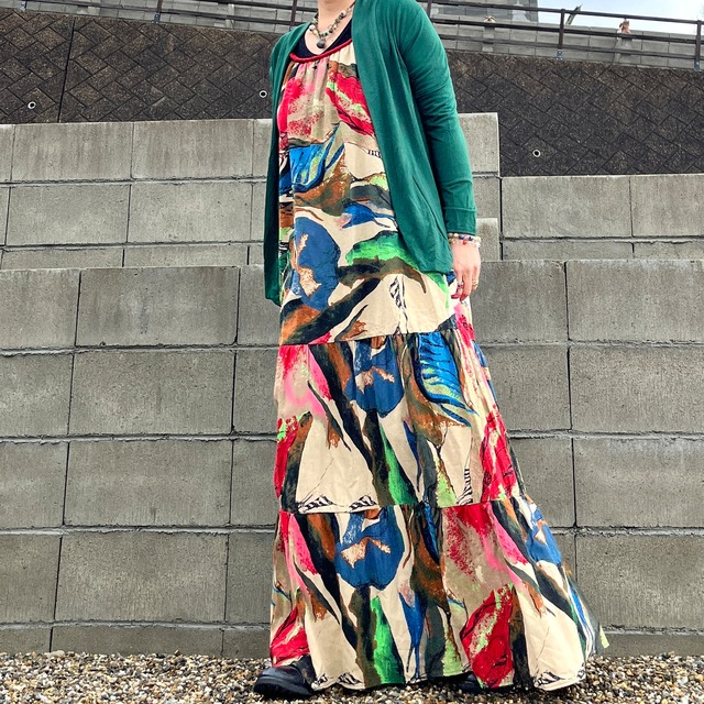 グラフィック柄ボヘミアンワンピース