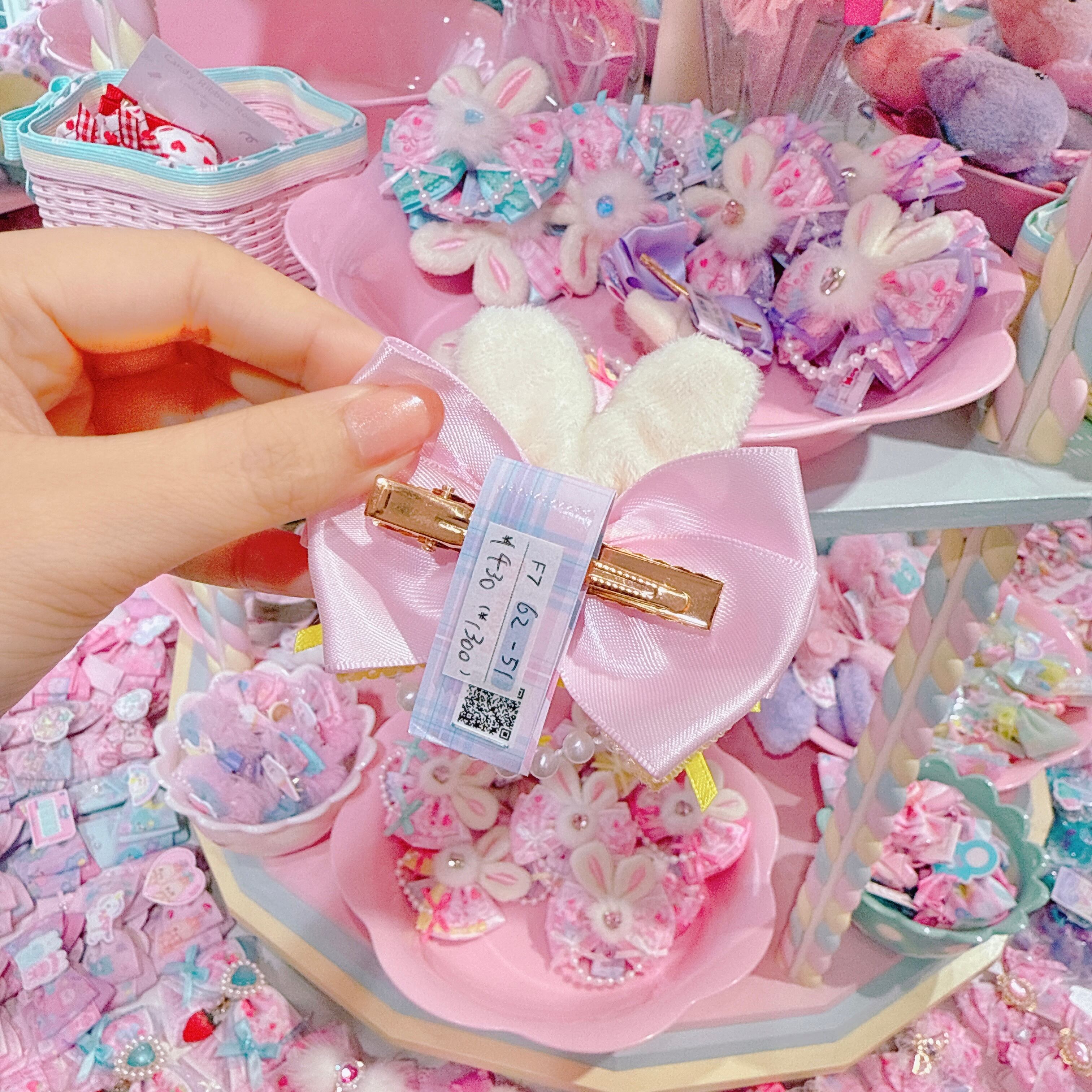 【F7】62-51うさ耳リボンヘアクリップ