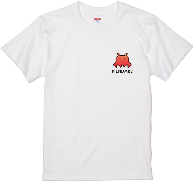 ドット風メンダコ  ワンポイントTシャツ　ホワイト