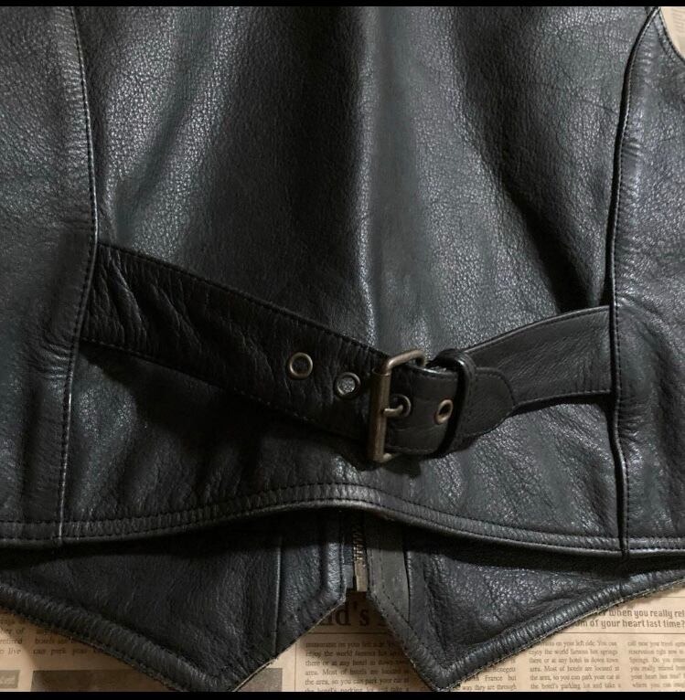 極上BIKERS B's Leatherカウ牛革レザーライダースベストジャケット