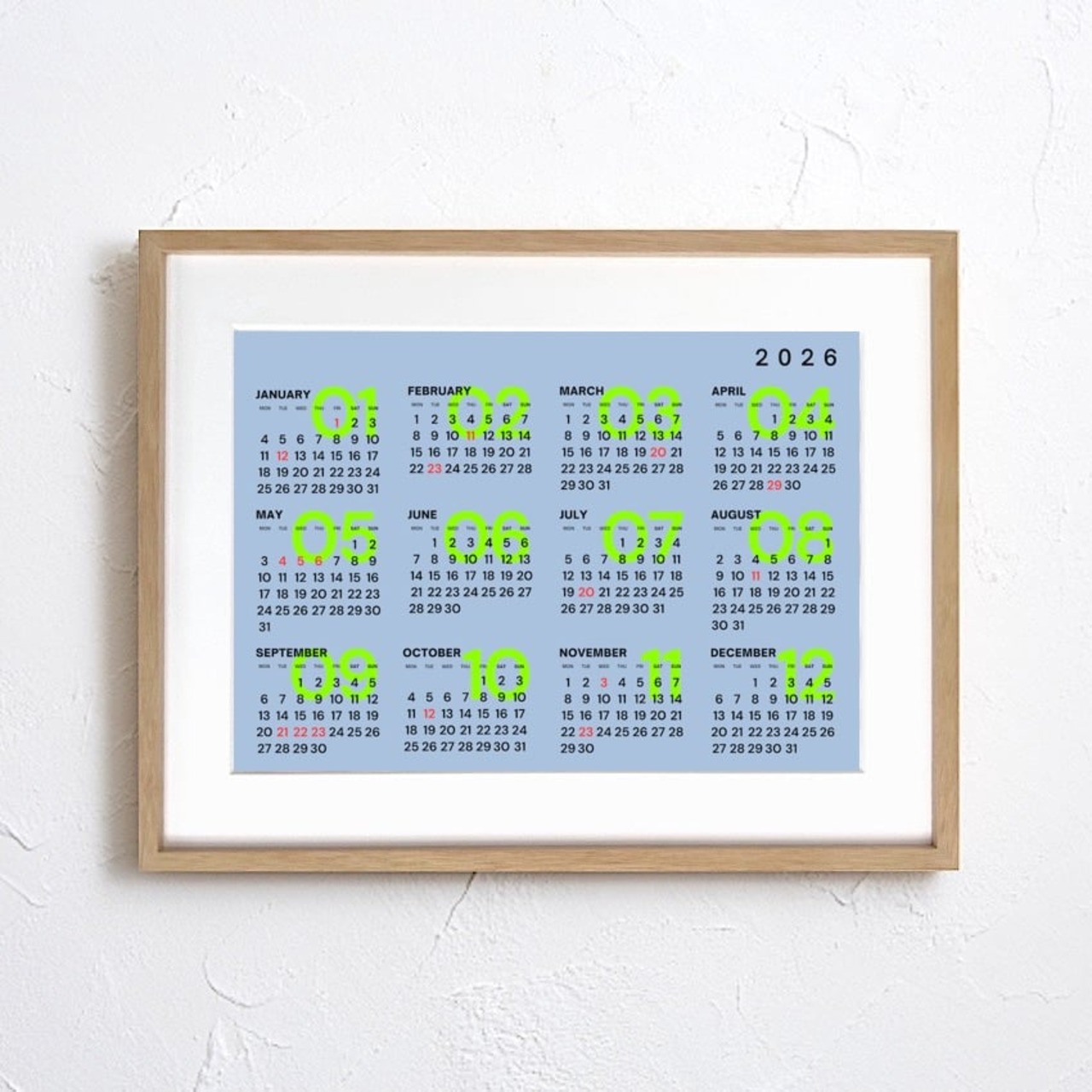2026 MINIMAL CALENDAR｜HORIZONTAL｜横型レイアウトで一年を整えるミニマルカレンダーポスターA4ポスター