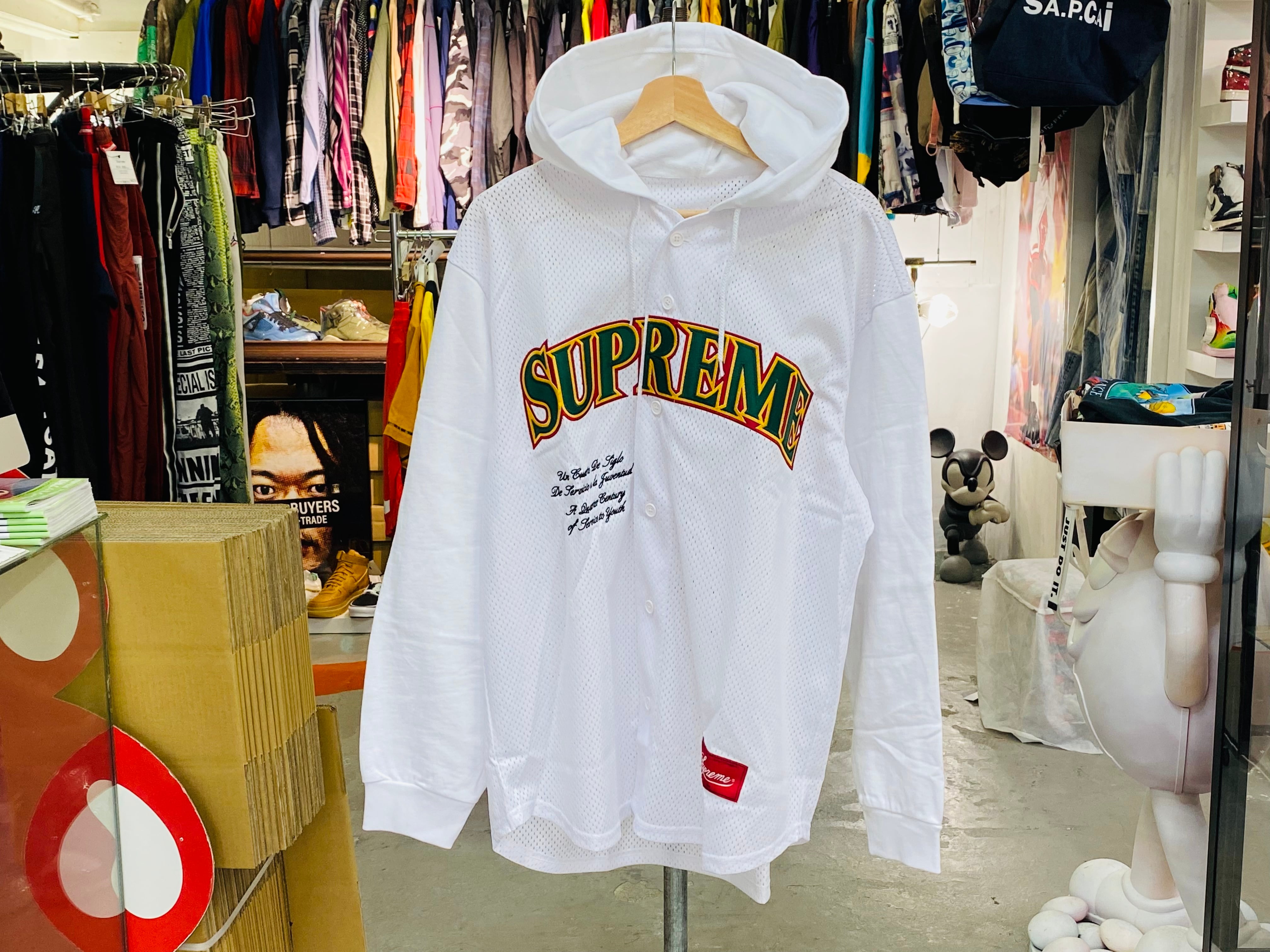 メンズシュプリーム Mesh Hooded L/S Baseball Jersey