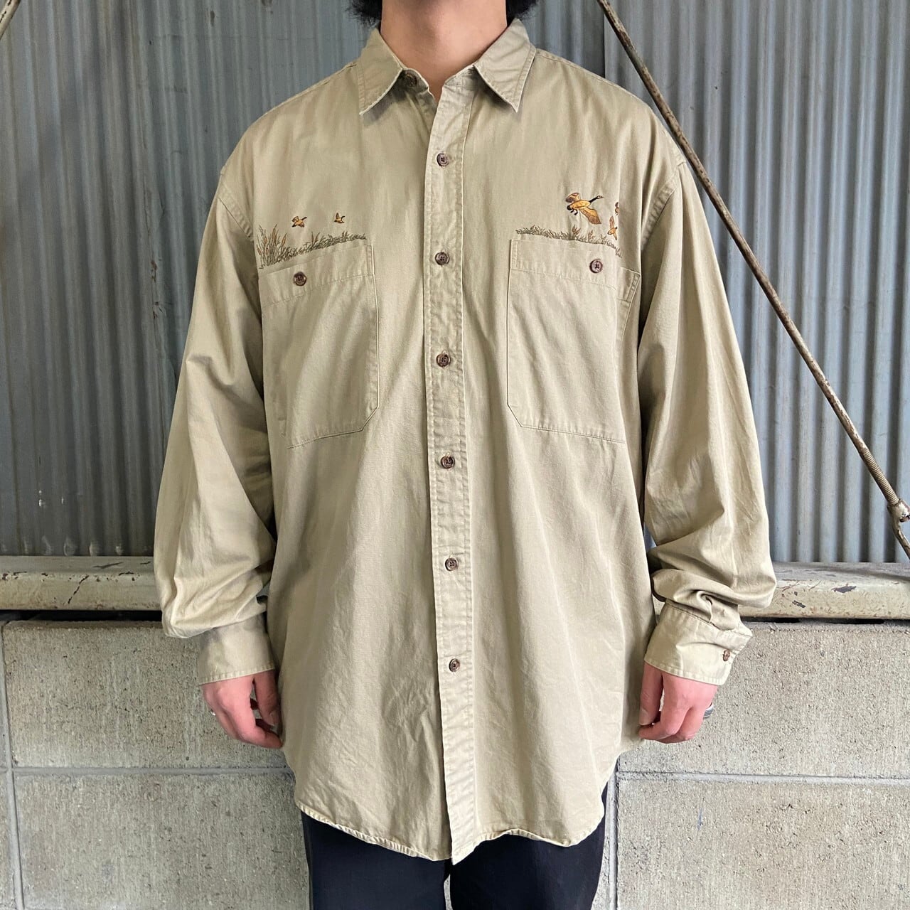 80年代 BANANA REPUBLIC SAFARI & TRAVEL バナナリパブリック 長袖 刺
