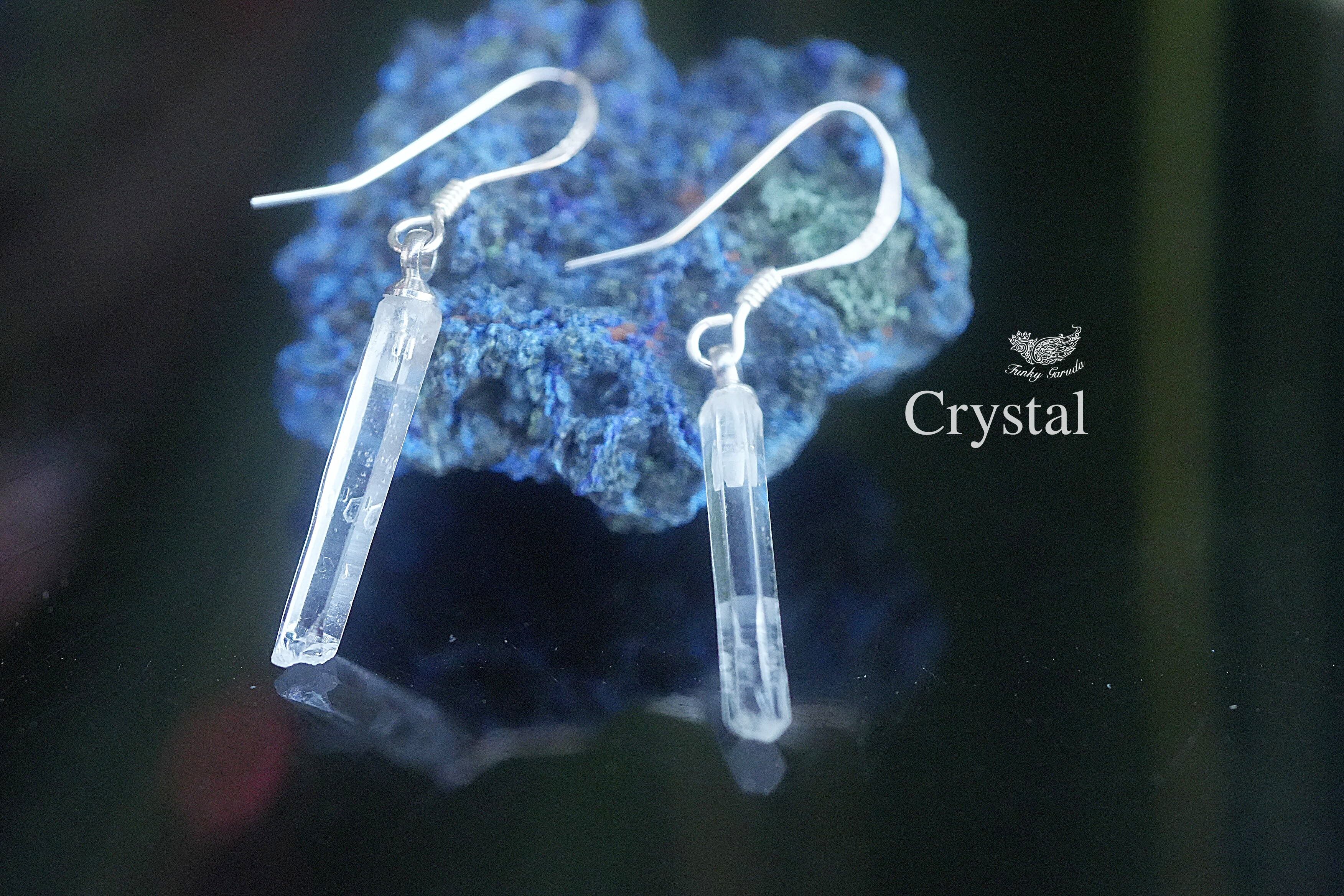 水晶 クリスタル原石★ シルバーピアス 1571