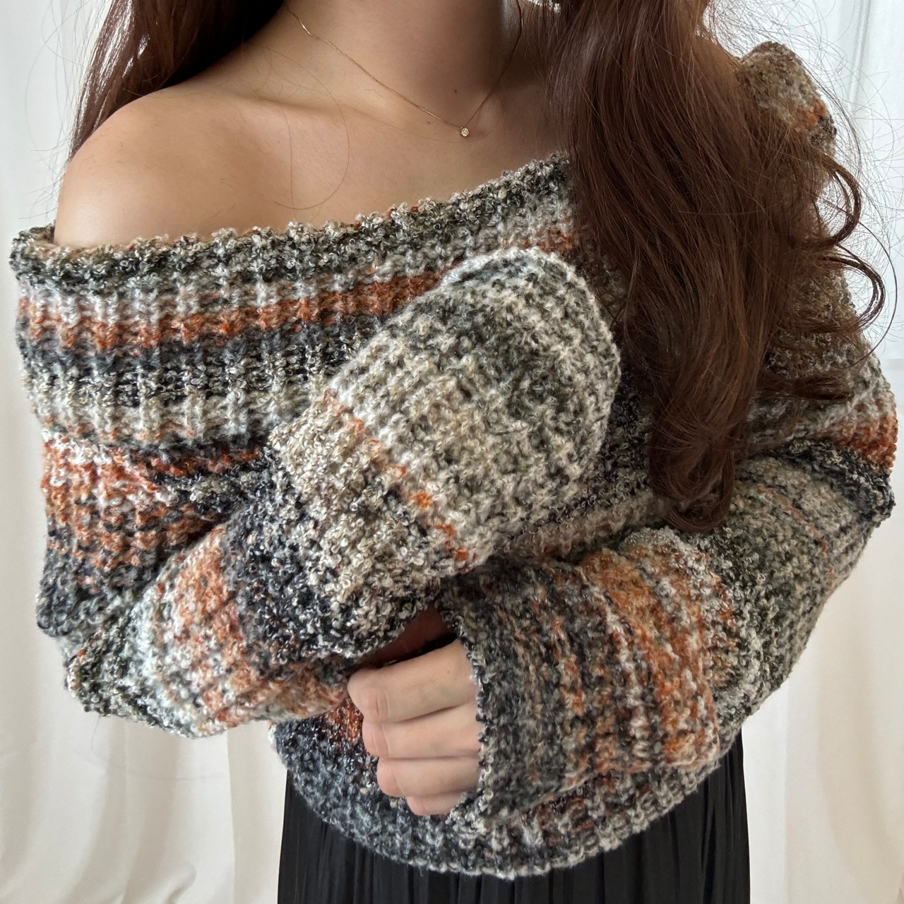 【即納】オフショルニットトップス