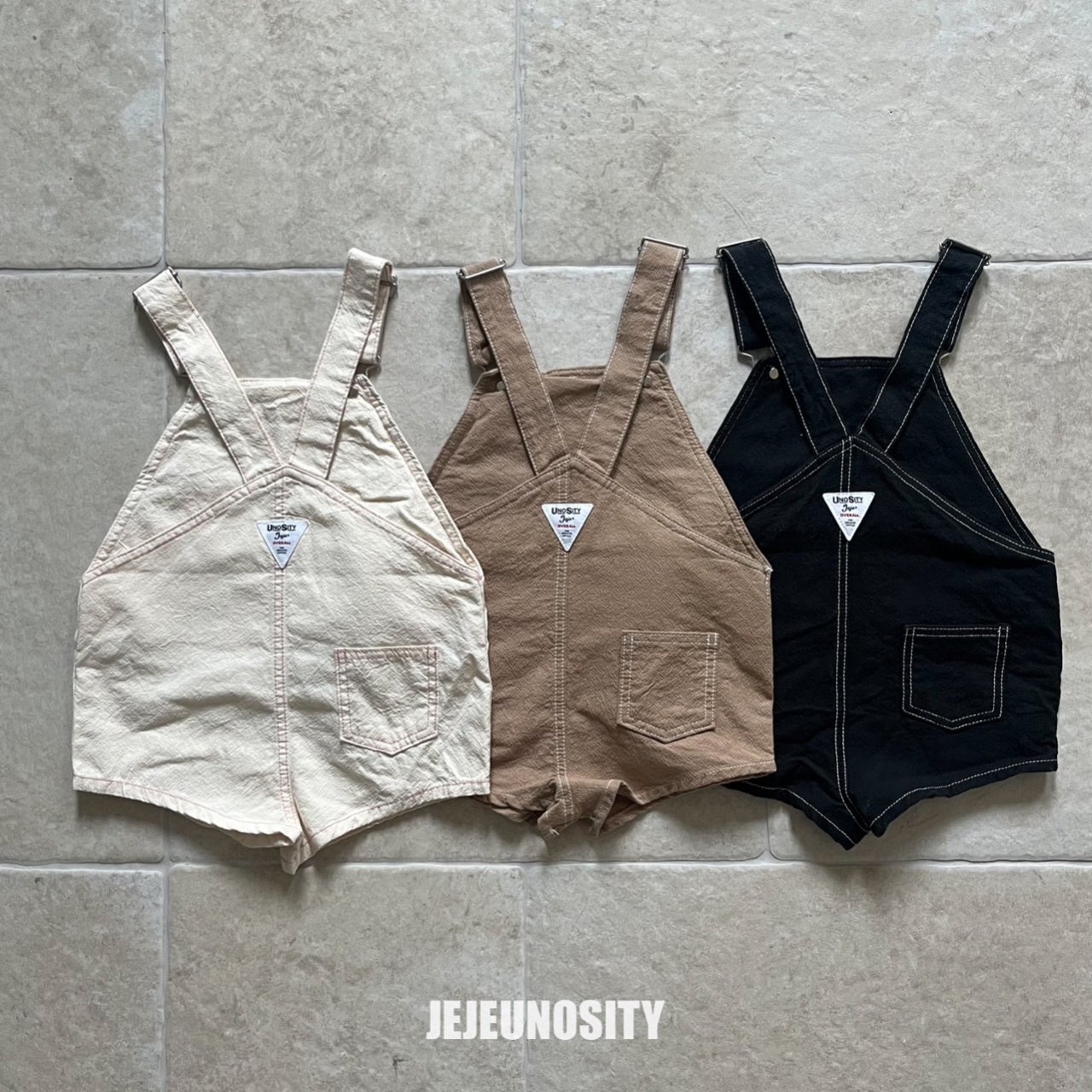 【jejeunosity】サマーバージョン！コットンベリーショートオーバーオール サロペット クリーム 90〜120cm 240703 - 7
