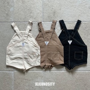 【jejeunosity】サマーバージョン！コットンベリーショートオーバーオール サロペット クリーム 90〜120cm 240703
