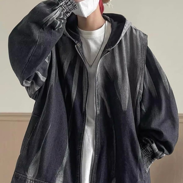 オーバーショルダーデニムジャケット bt1276【韓国メンズファッション】