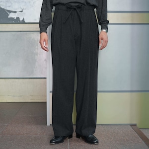 ULTERIOR(アルテリア) 26AW "WASHED W/S HERRINGBONE DRAWSTRING WIDE PANTS" -CHARCOAL-