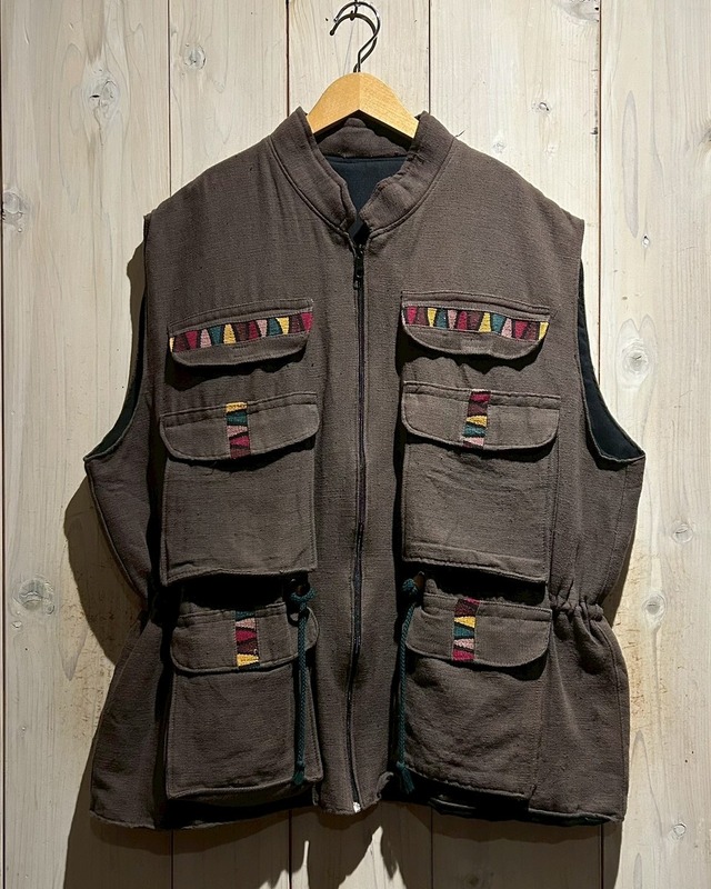 【a.k.a.C.a.k.a vintage】Draw Cord Mulch Pocket Gimmick Vintage Vest