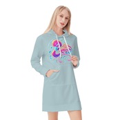 Women's Casual Hoodie Midi Dress Neon 4502
