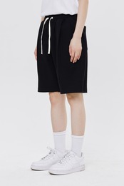 COTTON PINTUCK SHORTS_BLACK