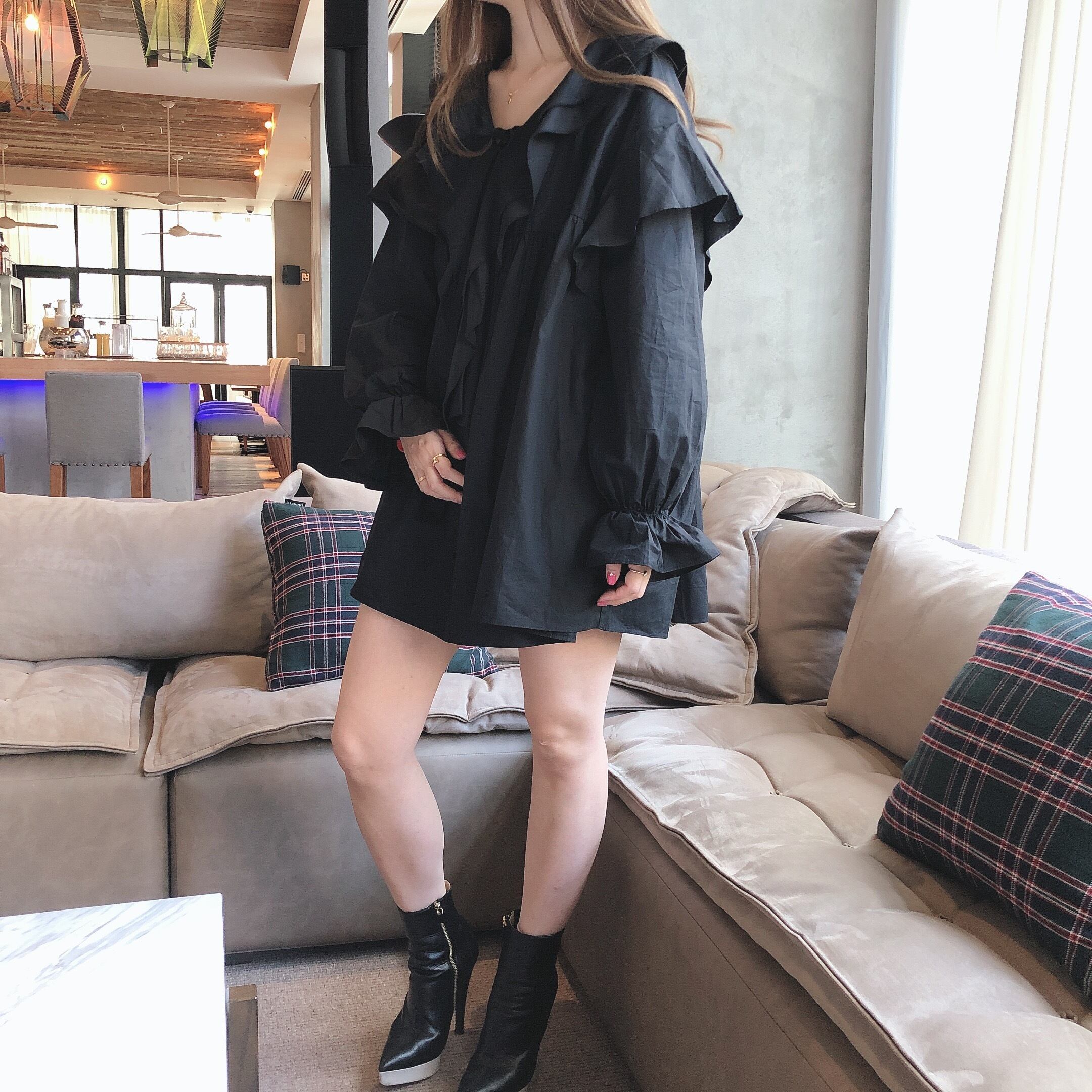 Poplin mini onepiece /black (10月下旬頃発送予定)