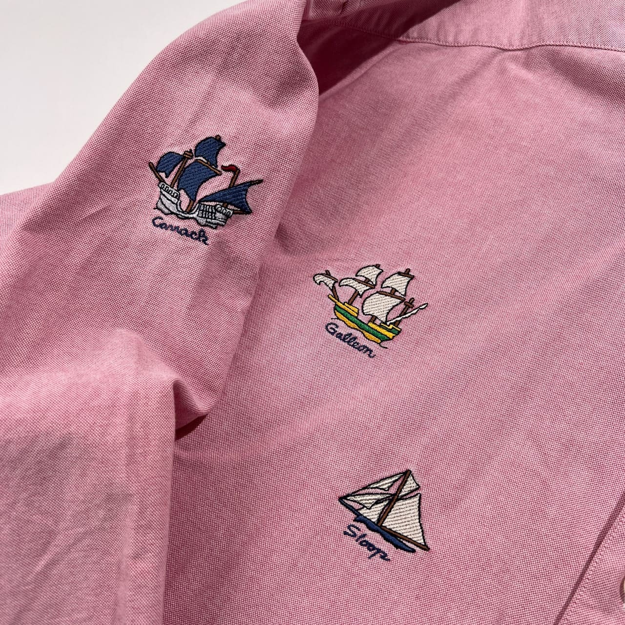 SINA COVA シナコバ ヨット刺繍 オックスフォード BD 長袖シャツ サイズ 3L /ピンク系/メンズ/日本製/マリン/大きいサイズ