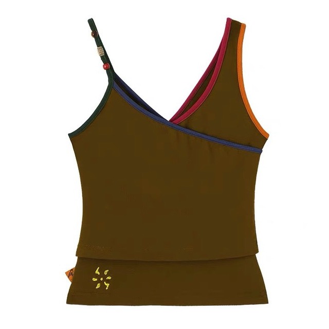 [CONP] 26SS Asymmetric Color Strap Tank Top