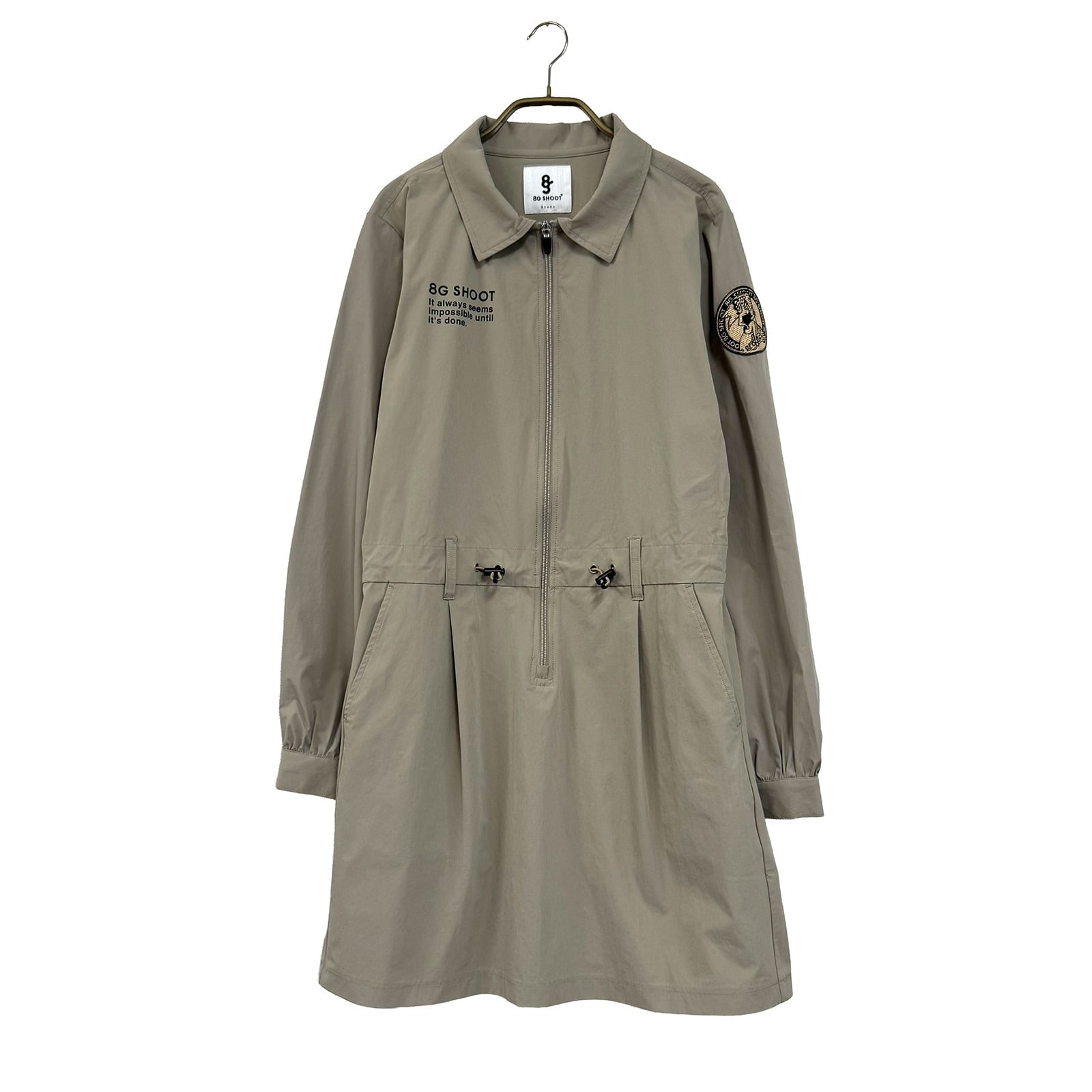 【WOMEN'S】8G POLO COLLAR DRESS -BEIGE-
