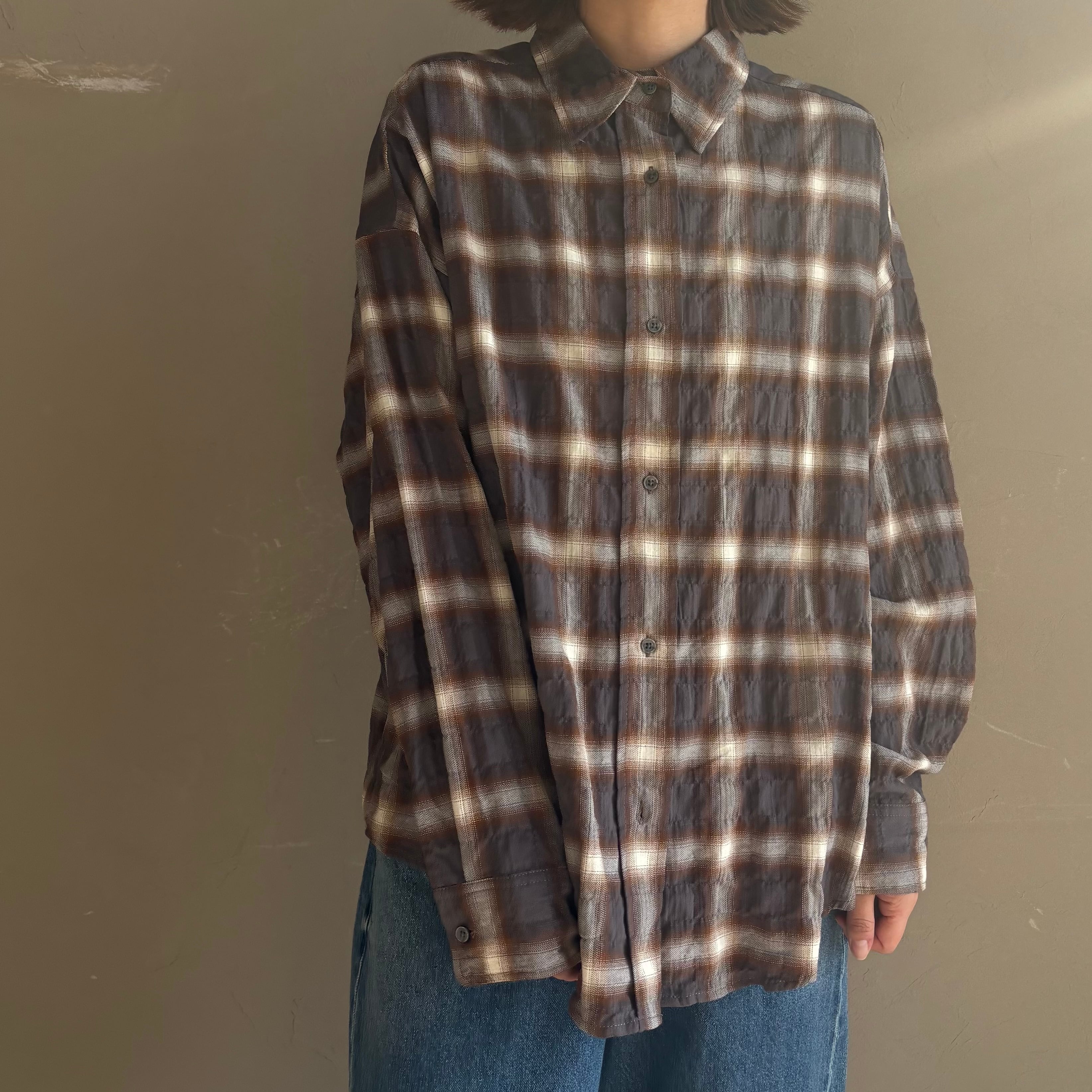 ギャザーチェックシャツ