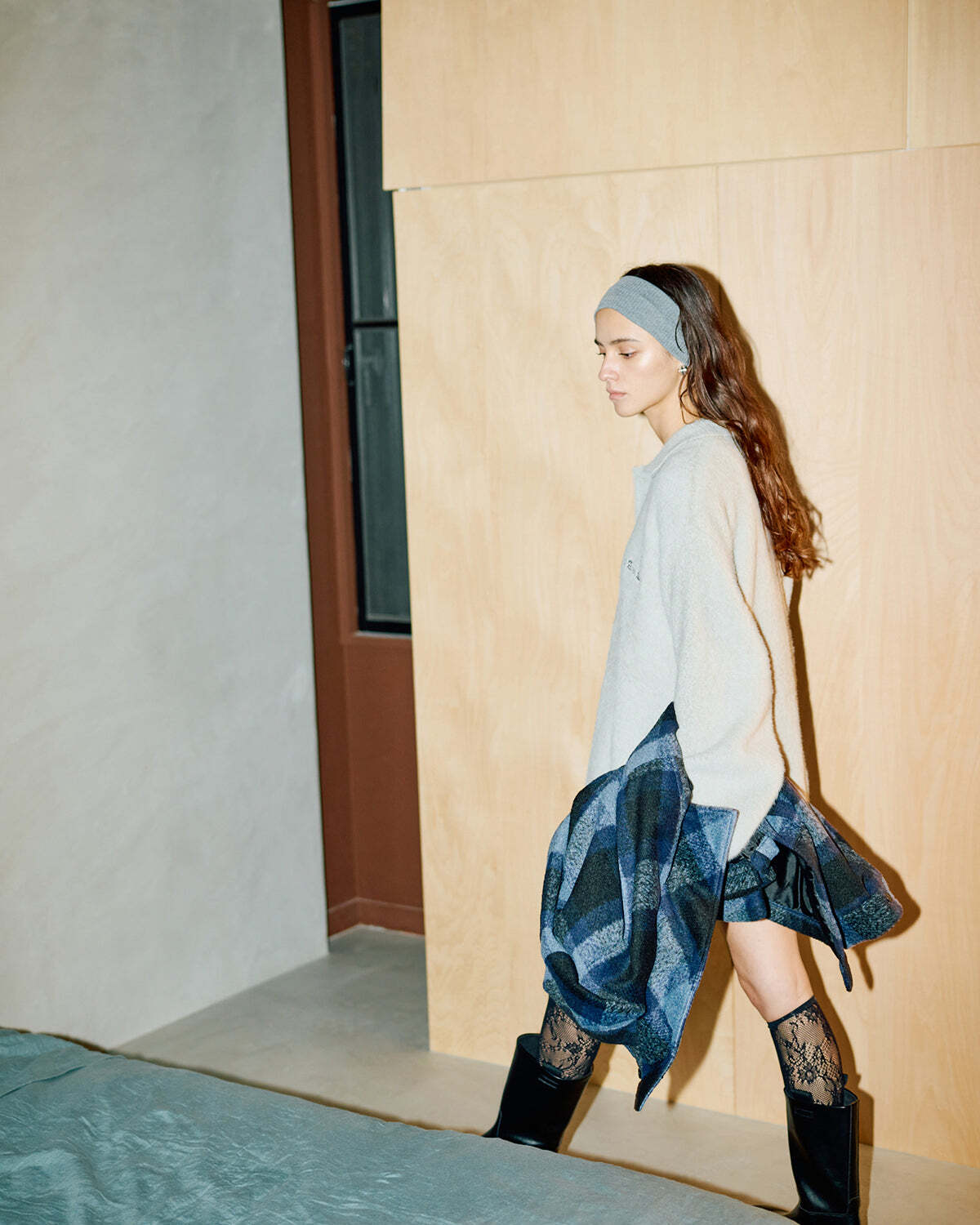 WIND AND SEA ウィンダンシー Shaggy Plaid Shirt Jacket【BLUE