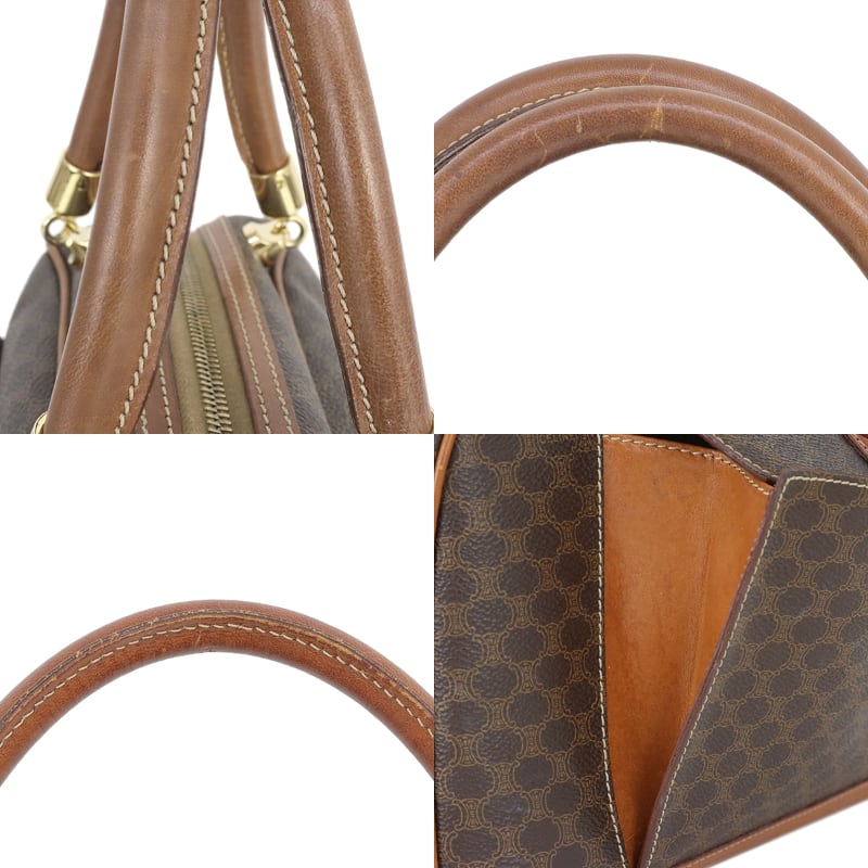 Vintage CELINE セリーヌ ハンドバッグ マカダム PVCキャンバス レザー Vintage CELINE セリーヌ ハンドバッグ マカダム PVCキャンバス レザー