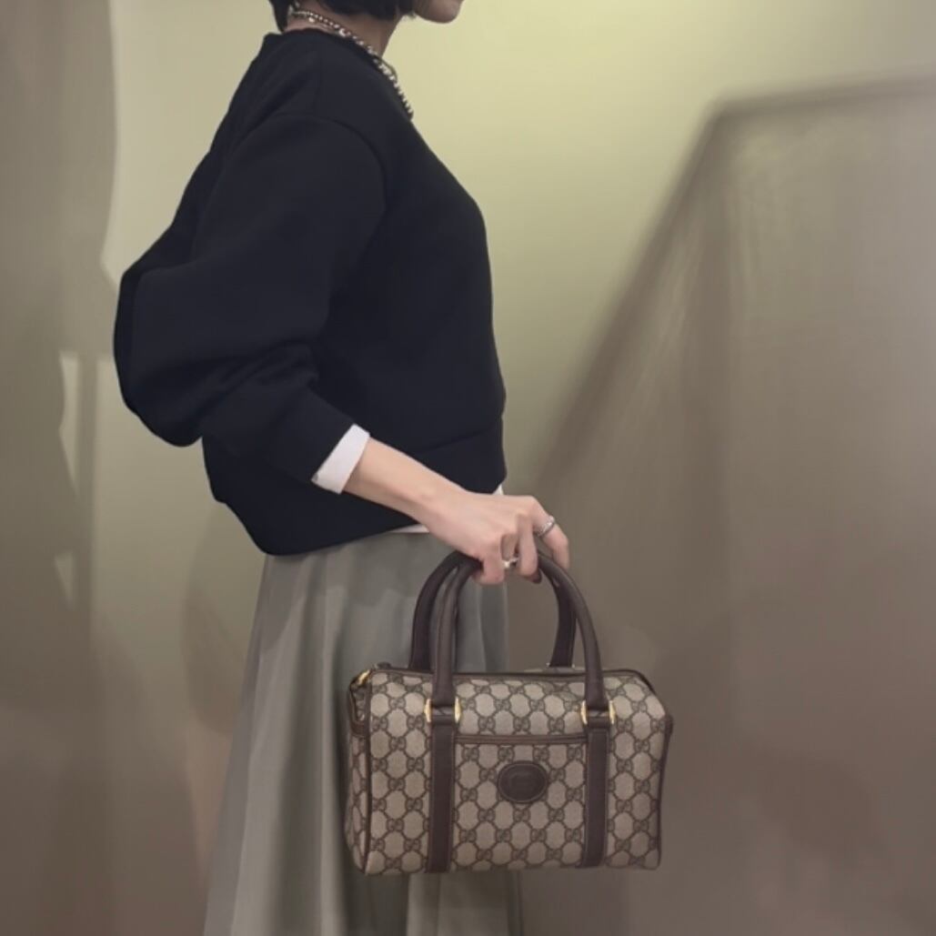 GUCCI】2045 GGスプリーム GG スクエアボストン ハンドバッグ