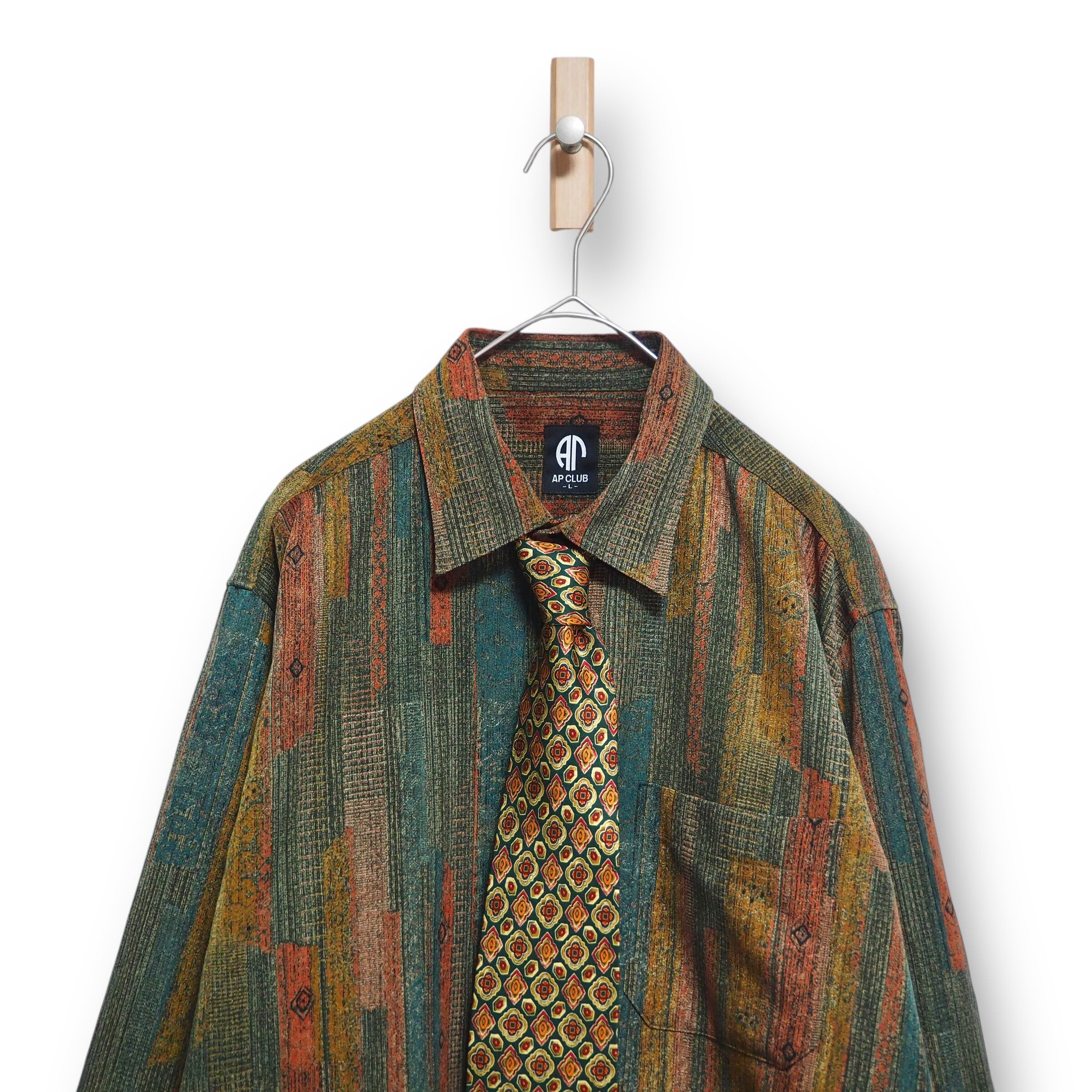 【VINTAGE】長袖デザインシャツ+ネクタイ