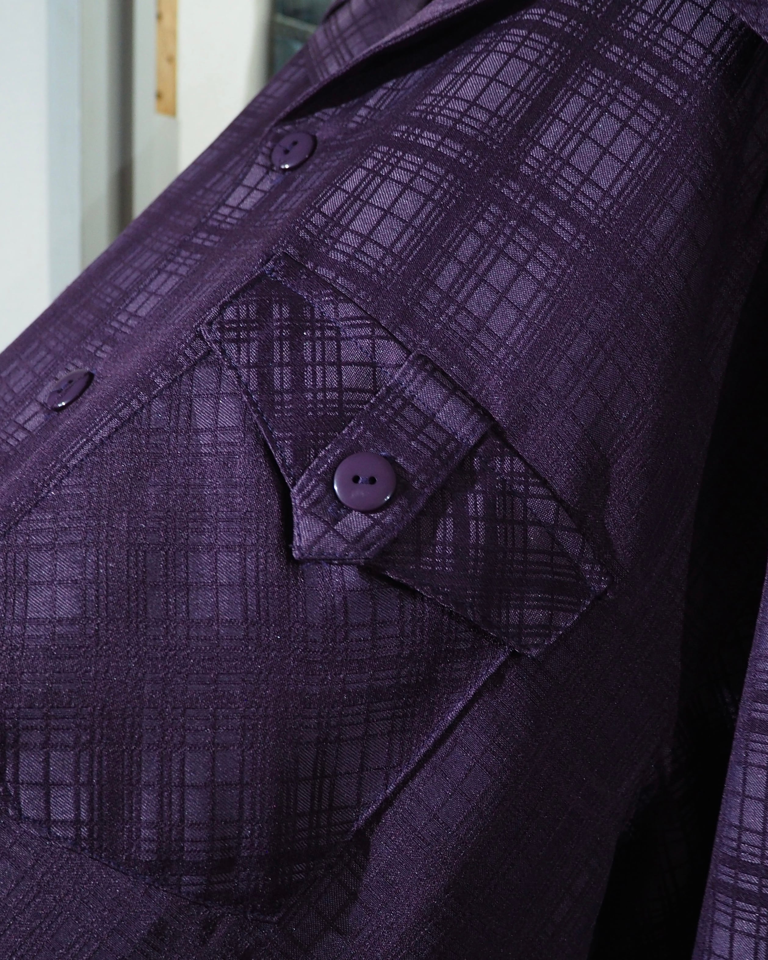 1990s " 妖艶甘美 " Bewitching Purple Color Vintage Loose Open Collar Shirt