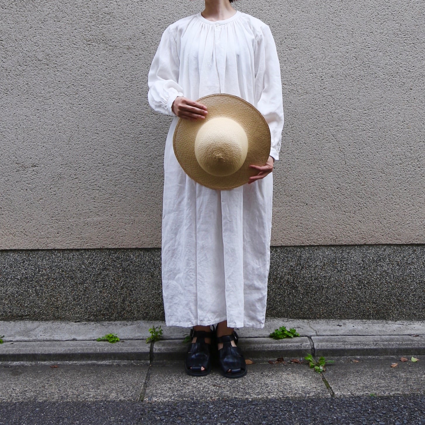 YAECA/ヤエカ Gather dress/ギャザードレス LInen #94706 White size S
