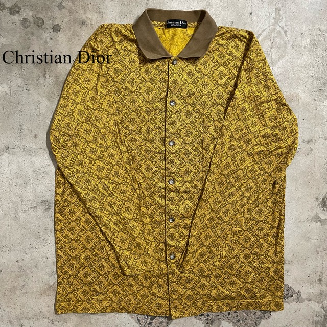 〖Christian Dior〗full patterned poloshirt/クリスチャンディオール 総柄 ポロシャツ/lsize/#0712/osaka