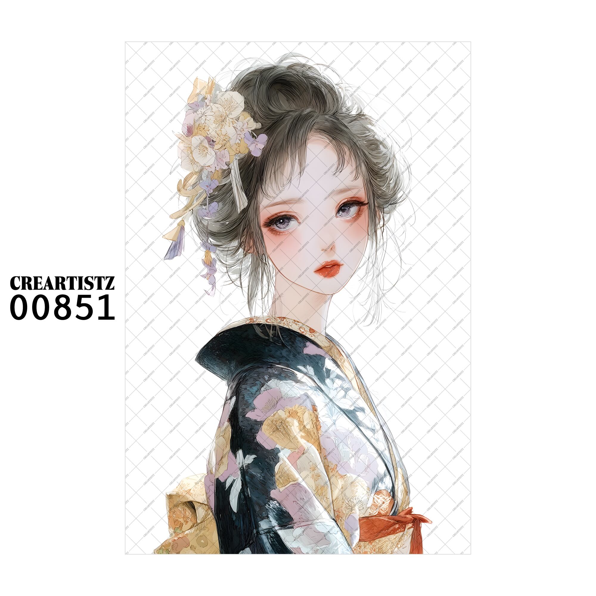 00851 ガール キュート オリジナル ペーパー/ステッカー 4枚セット CREARTISTZ