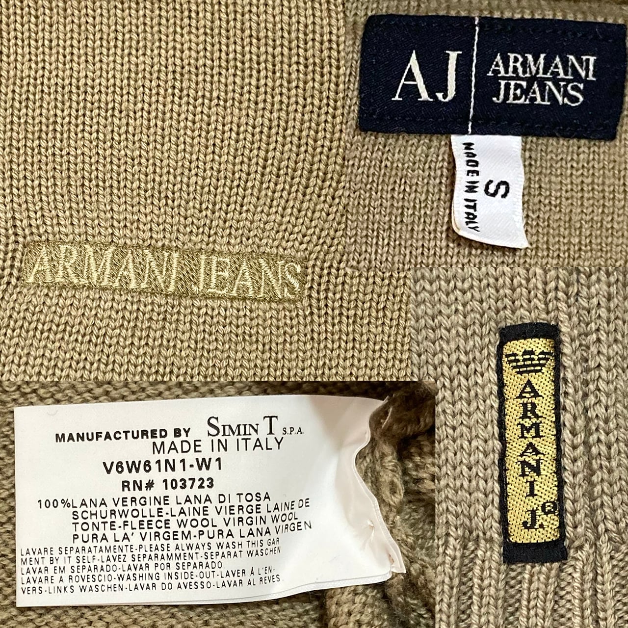 ARMANI JEANS Archive made in Italy Ssize Beige Virgin Wool Knit