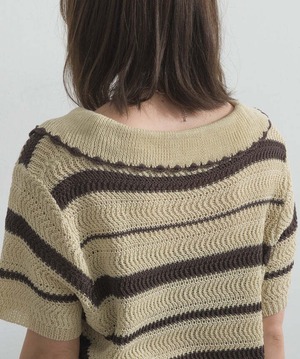 2603006 メッシュボーダーポロニット beige