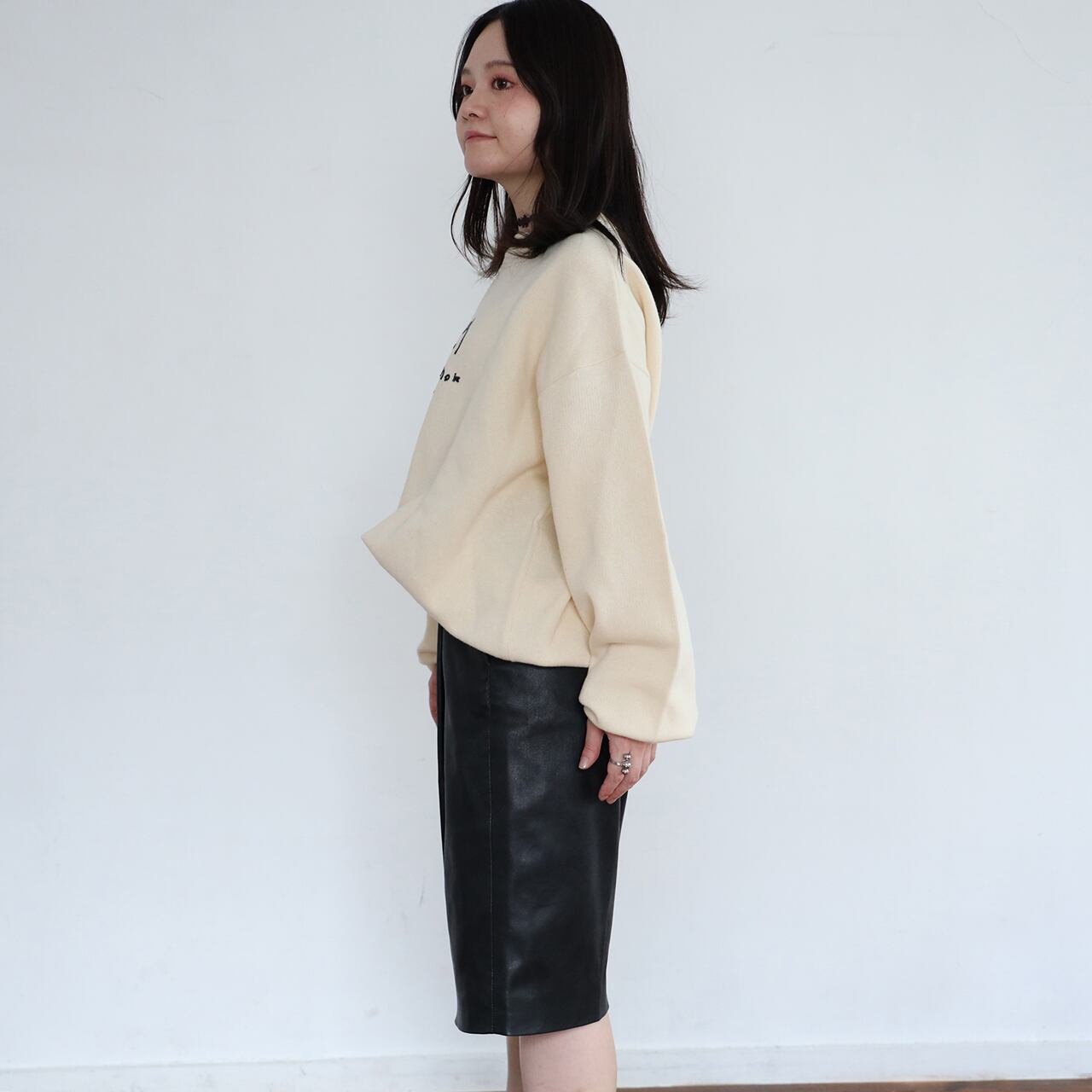 チェーン刺繍ウサニットスウェット/ホワイト（MK-514) | もくもく