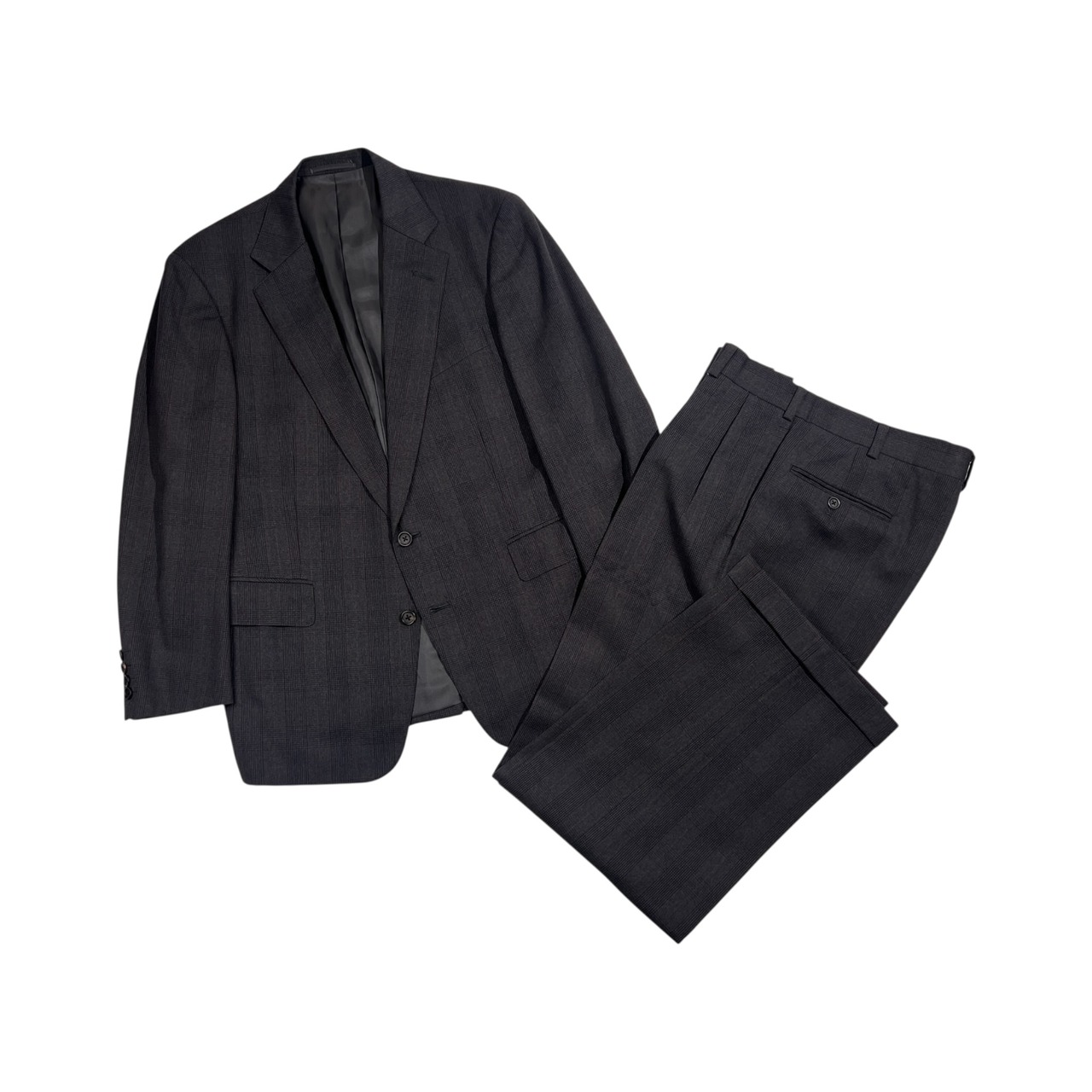 上下 J.PRESS ジェイプレス PRESSTIGE Matthews社製 英国製生地 グレンチェック テーラードジャケット スラックス セットアップ スーツ 96-86-170/ダークグレー系 メンズ