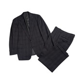 上下 J.PRESS ジェイプレス PRESSTIGE Matthews社製 英国製生地 グレンチェック テーラードジャケット スラックス セットアップ スーツ 96-86-170/ダークグレー系 メンズ