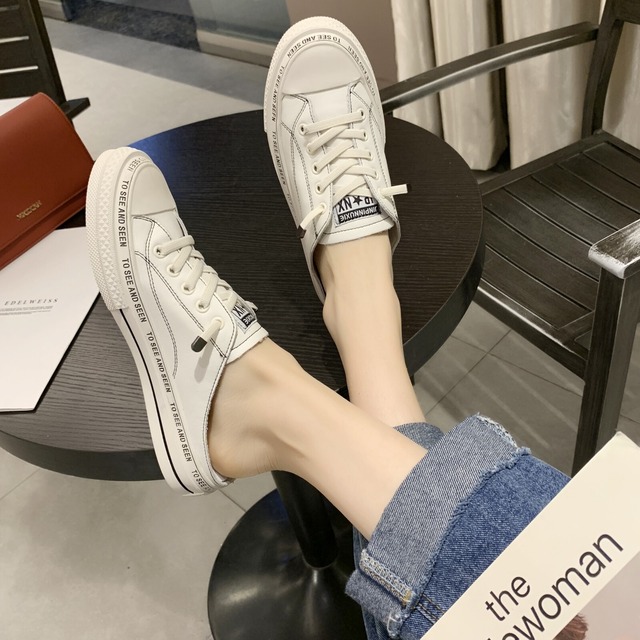 セミスリッパレディース2020春夏新作フラットフラットヒールヒールなし包頭ワンペダルレイジーカジュアルシューズレディース 部族の婦人靴9794018