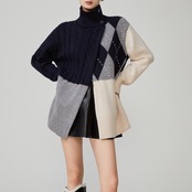 アーガイルケーブルタートルネックニット H0055